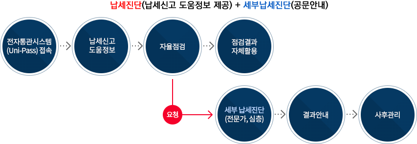 관세진단 프로세스 이미지. 자세한 설명은 아래참고